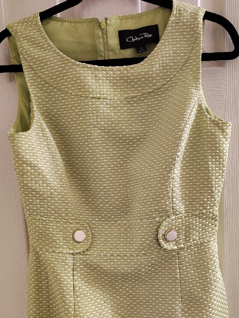 Chico's Lime Textured Sleeveless Midi Sheath Dress - Picture 3 of 11